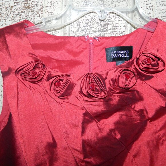 Adrianna Papell Rosette Taffeta Sheath Dress Sz 8 (U-12) - Picture 2 of 6